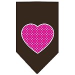 Pink Swiss Dot Heart Screen Print Bandana Cocoa Large