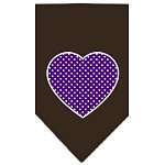 Purple Swiss Dot Heart Screen Print Bandana Cocoa Large