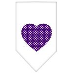 Purple Swiss Dot Heart Screen Print Bandana White Large