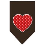 Red Swiss Dot Heart Screen Print Bandana Cocoa Large