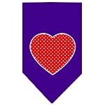Red Swiss Dot Heart Screen Print Bandana Purple Large