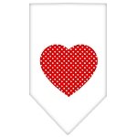 Red Swiss Dot Heart Screen Print Bandana White Large