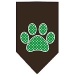 Green Swiss Dot Paw Screen Print Bandana Cocoa Large