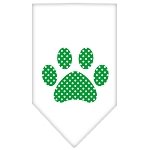 Green Swiss Dot Paw Screen Print Bandana White Large