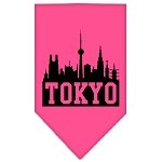 Tokyo Skyline Screen Print Bandana Bright Pink Large
