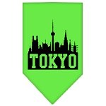 Tokyo Skyline Screen Print Bandana Lime Green Large