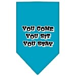 You Come, You Sit, You Stay Screen Print Bandana Turquoise Large