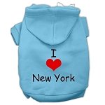 I Love New York Screen Print Pet Hoodies Baby Blue Size Lg (14)