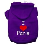 I Love Paris Screen Print Pet Hoodies Purple Size Lg (14)
