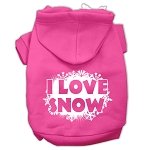 I Love Snow Screenprint Pet Hoodies Bright Pink Size L (14)