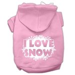 I Love Snow Screenprint Pet Hoodies Light Pink Size L (14)