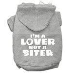 I'm a Lover not a Biter Screen Printed Dog Pet Hoodies Grey Size Lg (14)