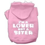I'm a Lover not a Biter Screen Printed Dog Pet Hoodies Light Pink Size Lg (14)