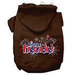 Little Firecracker Screen Print Pet Hoodies Brown Size Lg (14)