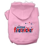 Little Firecracker Screen Print Pet Hoodies Light Pink Size L (14)