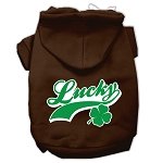 Lucky Swoosh Screen Print Pet Hoodies Brown Size Lg (14)