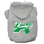 Lucky Swoosh Screen Print Pet Hoodies Grey Size Lg (14)