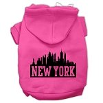 New York Skyline Screen Print Pet Hoodies Bright Pink Size Lg (14)