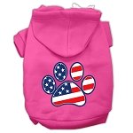 Patriotic Paw Screen Print Pet Hoodies Bright Pink Size L (14)