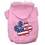 Patriotic Paw Screen Print Pet Hoodies Light Pink Size L (14)