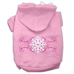 Pink Snowflake Swirls Screenprint Pet Hoodies Light Pink Size L (14)