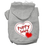 Puppy Love Screen Print Pet Hoodies Grey Size Lg (14)