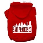 San Francisco Skyline Screen Print Pet Hoodies Red Size Lg (14)