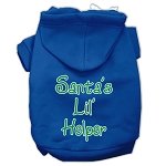 Santa's Lil' Helper Screen Print Pet Hoodies Blue Size Lg (14)
