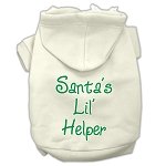 Santa's Lil' Helper Screen Print Pet Hoodies Cream Size Lg (14)