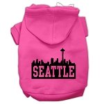 Seattle Skyline Screen Print Pet Hoodies Bright Pink Size Lg (14)