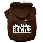 Seattle Skyline Screen Print Pet Hoodies Brown Size Lg (14)