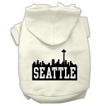 Seattle Skyline Screen Print Pet Hoodies Cream Size Lg (14)
