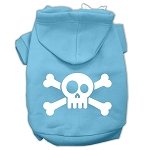 Skull Crossbone Screen Print Pet Hoodies Baby Blue Size Lg (14)
