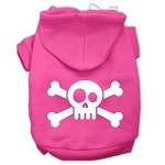 Skull Crossbone Screen Print Pet Hoodies Bright Pink Size Lg (14)
