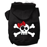 Skull Crossbone Bow Screen Print Pet Hoodies Black Size Lg (14)