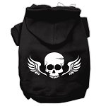Skull Wings Screen Print Pet Hoodies Black Size Lg (14)