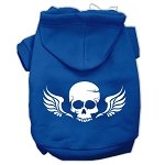 Skull Wings Screen Print Pet Hoodies Blue Size Lg (14)