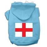St. George's Cross (English Flag) Screen Print Pet Hoodies Baby Blue Size Lg (14)