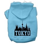 Tokyo Skyline Screen Print Pet Hoodies Baby Blue Size Lg (14)