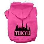 Tokyo Skyline Screen Print Pet Hoodies Bright Pink Size Lg (14)