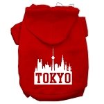 Tokyo Skyline Screen Print Pet Hoodies Red Size Lg (14)