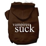 Vampires Suck Screen Print Pet Hoodies Brown Size Lg (14)