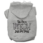 Yes Im a Bitch Just not Yours Screen Print Pet Hoodies Grey Size Lg (14)