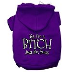 Yes Im a Bitch Just not Yours Screen Print Pet Hoodies Purple Size Lg (14)