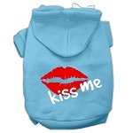 Kiss Me Screen Print Pet Hoodies Baby Blue Size Lg (14)