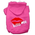 Kiss Me Screen Print Pet Hoodies Bright Pink Size Lg (14)