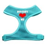Bitches Love Me Soft Mesh Harnesses Aqua Extra Large