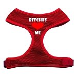 Bitches Love Me Soft Mesh Harnesses Red Extra Large