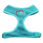 Double Heart Design Soft Mesh Harnesses Aqua Extra Large