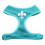 Fleur de Lis Design Soft Mesh Harnesses Aqua Extra Large